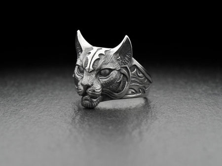 Gothic Lynx Silver Ring – Sterling Spirit Animal Jewelry | Intuition, Mystery, and Wild Elegance (etsy image id: 7400850703)