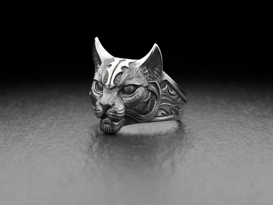 Gothic Lynx Silver Ring – Sterling Spirit Animal Jewelry | Intuition, Mystery, and Wild Elegance (etsy image id: 7400850703)