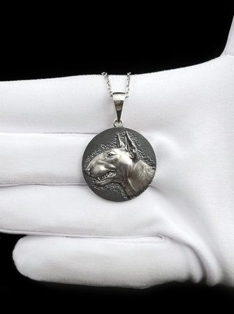 Bull Terrier Silver Pendant – Sterling Dog Head Necklace | Symbol of Strength, Loyalty, and Courage (etsy image id: 7401617975)