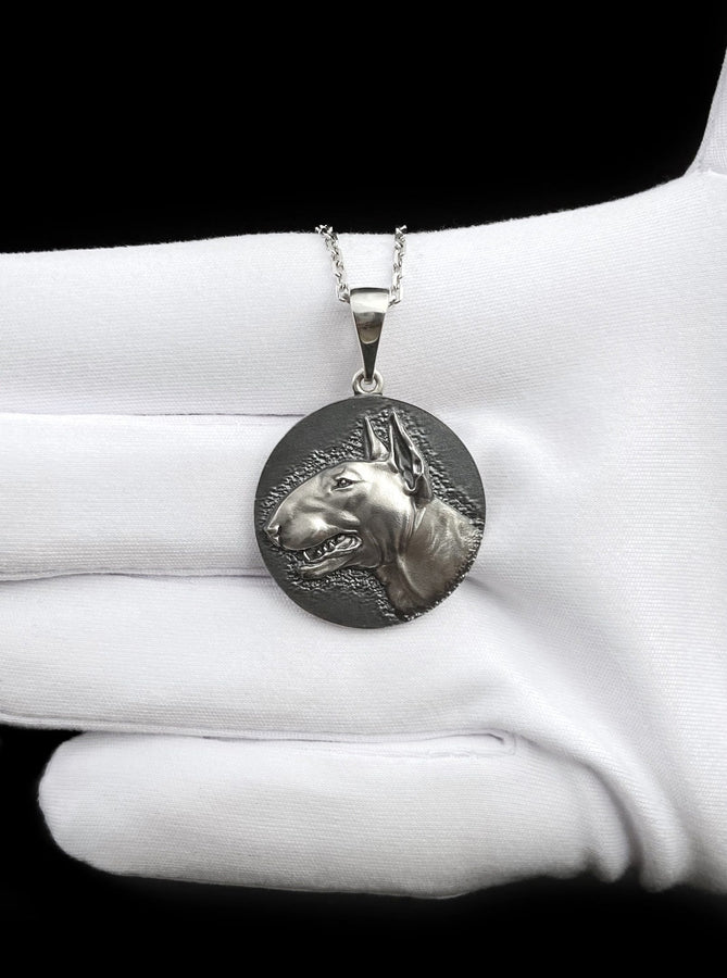 Bull Terrier Silver Pendant – Sterling Dog Head Necklace | Symbol of Strength, Loyalty, and Courage (etsy image id: 7401617975)