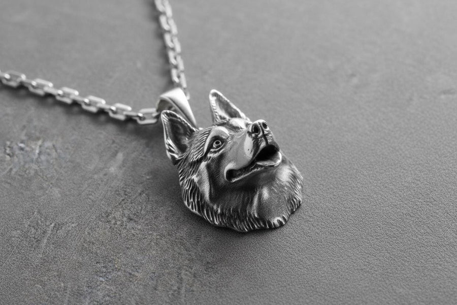 This pendant is made of high quality silver and will be a wonderful decoration for dog and husky lovers in particular. The pendant depicts a beautiful husky that will amaze with its beauty and expressiveness. (etsy image id: 7354046820)