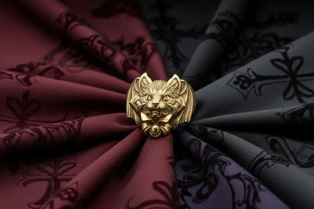 Sterling Silver Vampire Cat Ring: Handmade Animal Jewelry
