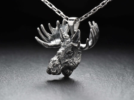 Elk head pendant	Elk	Elk necklace	Elk jewelry	silver elk	elk head	elk lover	silver pendant	Sterling silver
