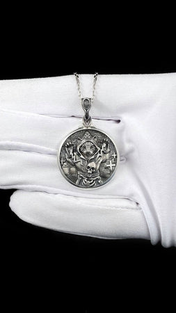 Cat Necromancer Silver Pendant – Gothic Sterling Silver Cat Jewelry with Skull and Cross Design | Mystical Pendant for Dark Souls (etsy image id: 7410037069)