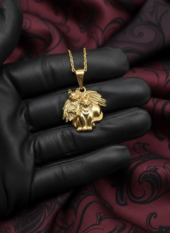 Angel Demon Cats Sterling Silver Pendant – Gothic Feline Duality Necklace Gift (etsy image id: 5608629355)