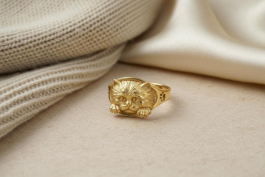 Cute Cat Silver Signet Ring – Sterling Silver Kitten Ring | Adorable Feline Jewelry Gift for Cat Lovers (etsy image id: 7412132057)