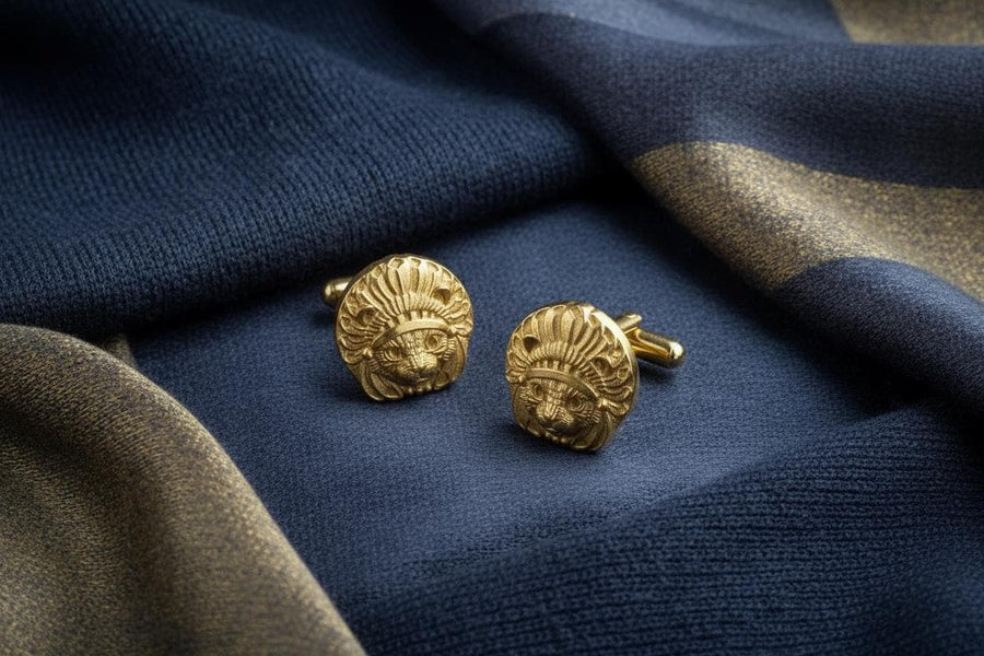 Cat Chief Silver Cufflinks – Sterling Silver Feline Headdress Cufflinks | Bold Tribal Style Gift for Cat Lovers (etsy image id: 7412189367)