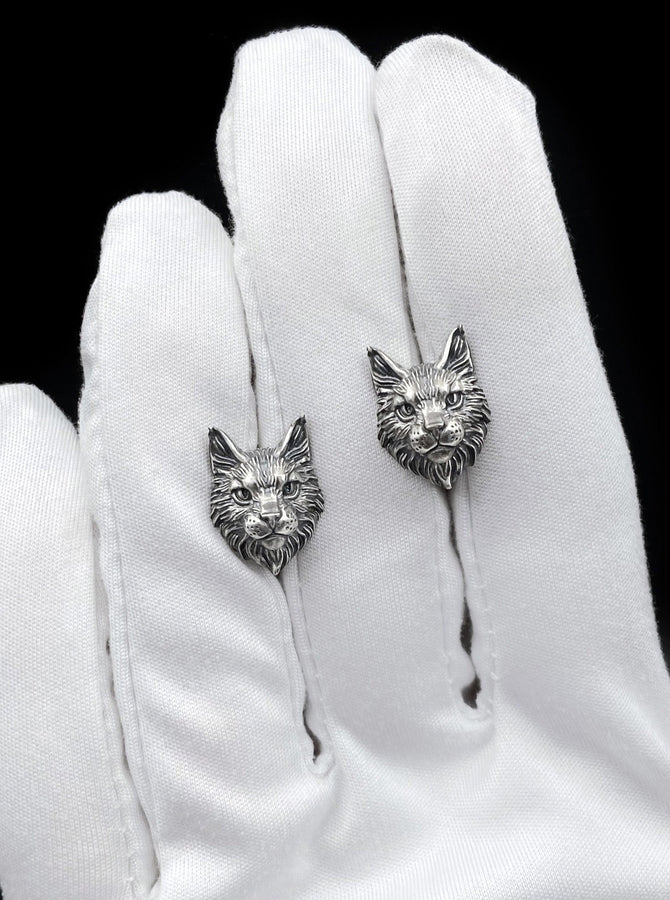 Maine Coon Silver Earrings – Sterling Silver Cat Studs | Elegant Feline Jewelry Gift for Cat Lovers (etsy image id: 7412265723)