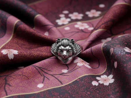 Geisha Cat Silver Ring – Sterling Silver Asian Cat Ring | Elegant Artisan Jewelry Gift for Her (etsy image id: 7412601587)