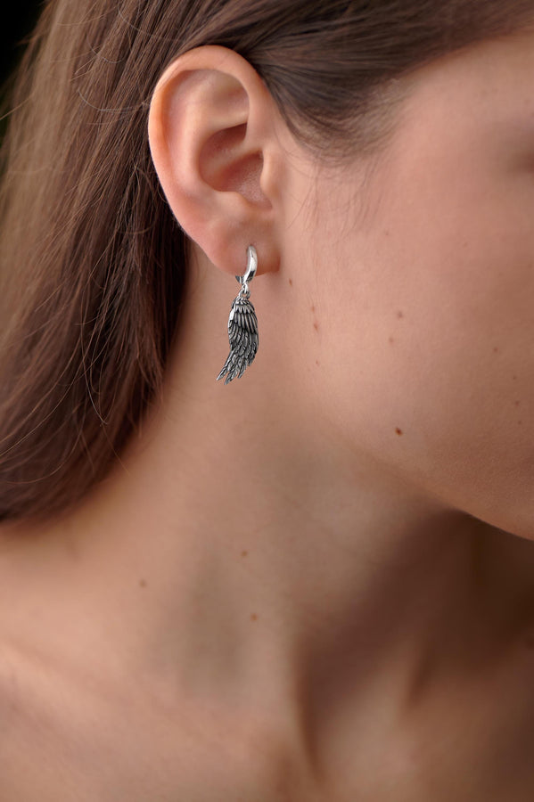 Sterling Silver Angel Demon Wing Earrings, Gothic Jewelry (etsy image id: 5856582316)