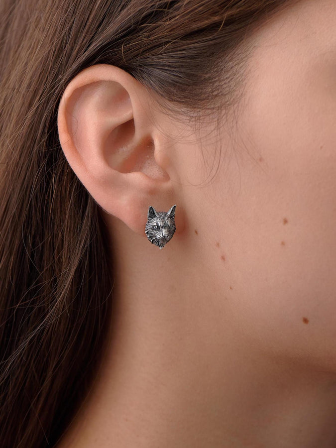 Maine Coon Silver Earrings – Sterling Silver Cat Studs | Elegant Feline Jewelry Gift for Cat Lovers (etsy image id: 7412265723)