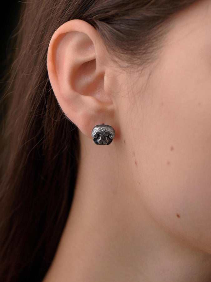 Dog Nose Silver Earrings – Sterling Pet Lover Jewelry | Minimalist Symbol of Loyalty and Love (etsy image id: 7401589381)