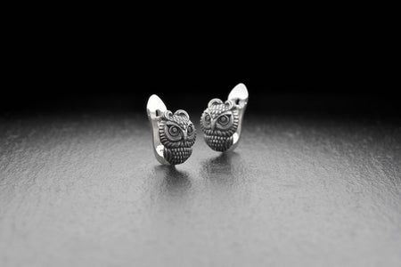 Sterling silver	animal earrings	animal jewelry	birds jewelry	Owl Earrings	Owl jewelry	owl house (etsy image id: 7416892201)