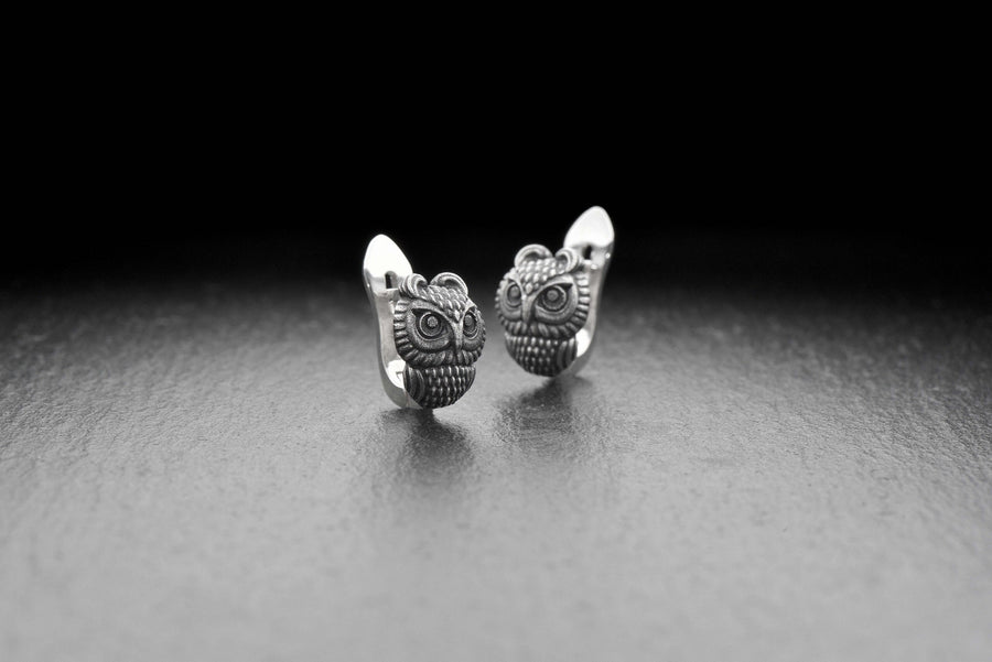 Sterling silver	animal earrings	animal jewelry	birds jewelry	Owl Earrings	Owl jewelry	owl house (etsy image id: 7416892201)