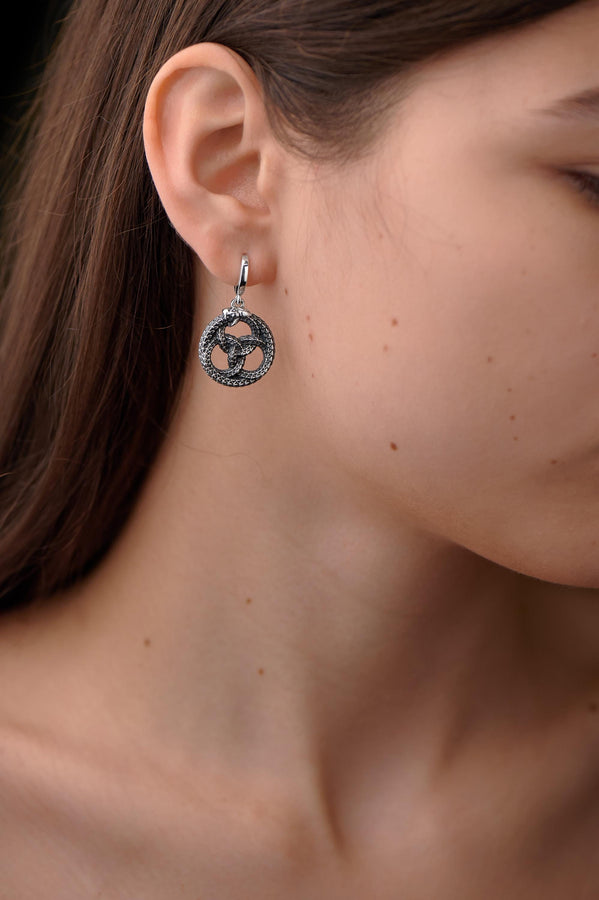 Sterling Silver Ouroboros Dragon Earrings: Mythical Fantasy Jewelry (etsy image id: 7268100267)