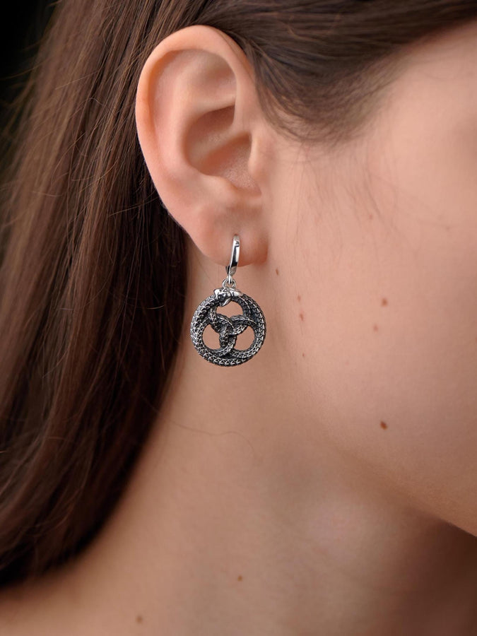 Sterling Silver Ouroboros Dragon Earrings: Mythical Fantasy Jewelry (etsy image id: 7268100267)