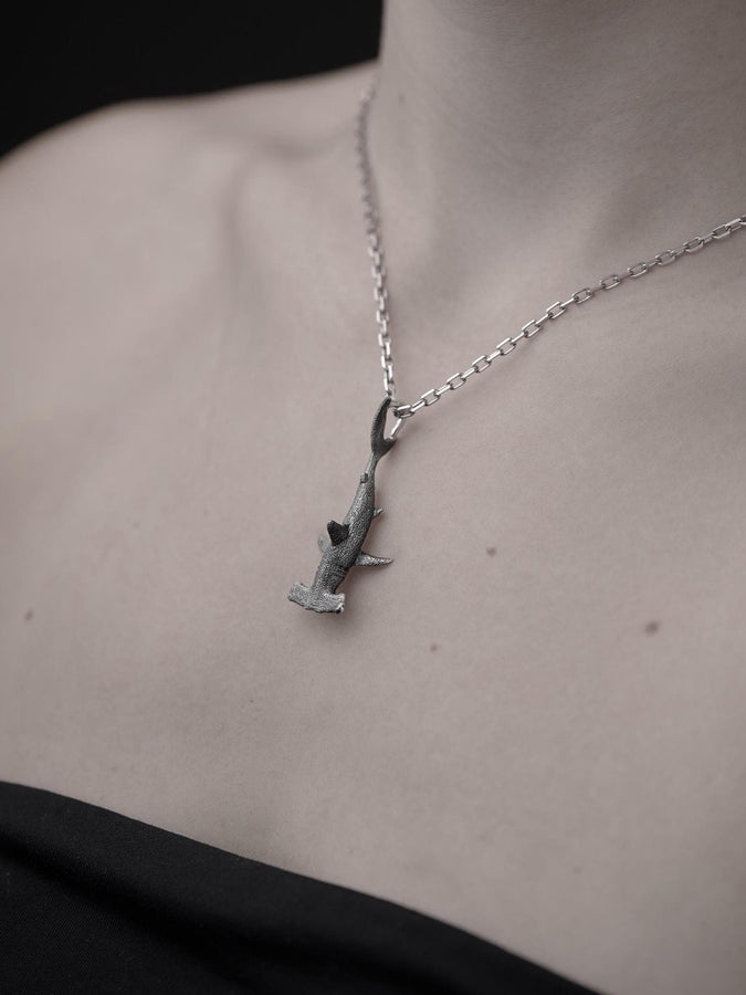 shark silver pendant	tooth necklace	Hammerhead Shark	animal pendant	animal jewelry	silver pendant	Silver necklace (etsy image id: 7181038828)