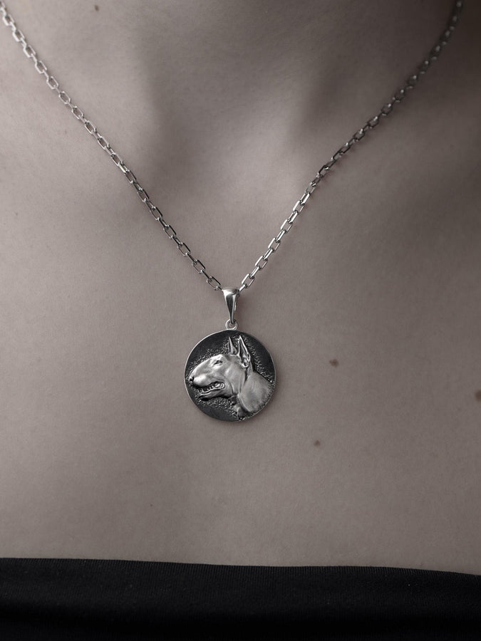 Bull Terrier Silver Pendant – Sterling Dog Head Necklace | Symbol of Strength, Loyalty, and Courage (etsy image id: 7401617975)