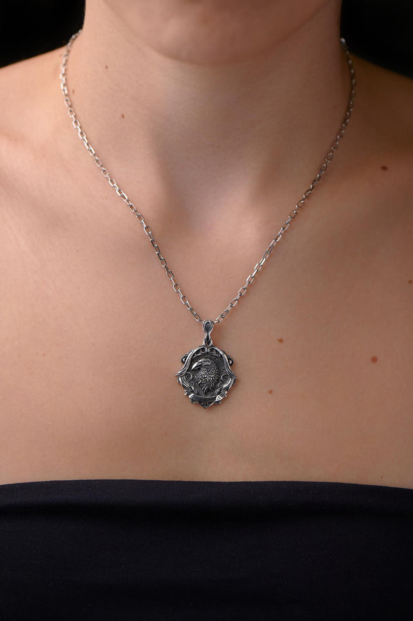 Gothic Raven Pendant Necklace: Sterling Silver Victorian Occult Jewelry (etsy image id: 5382482950)