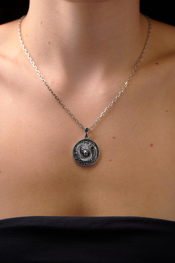 Sterling Silver Chinese Dragon Pendant Necklace: Handmade Dragon Jewelry (etsy image id: 5396847028)