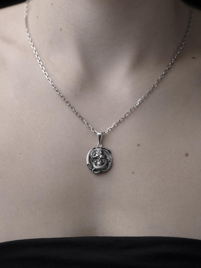 Dragon jewelry	dragon pendant	skull silver jewelry	silver pendant	dragon skull	silver skull (etsy image id: 4091749331)