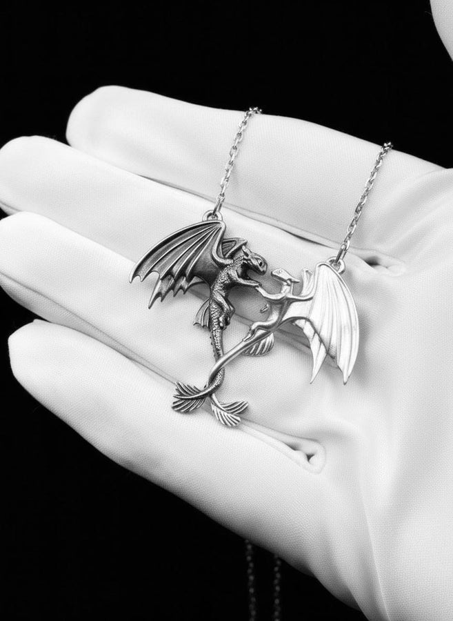 Sterling Silver Dragons Pendant: Handmade Fantasy Necklace (etsy image id: 7207192419)