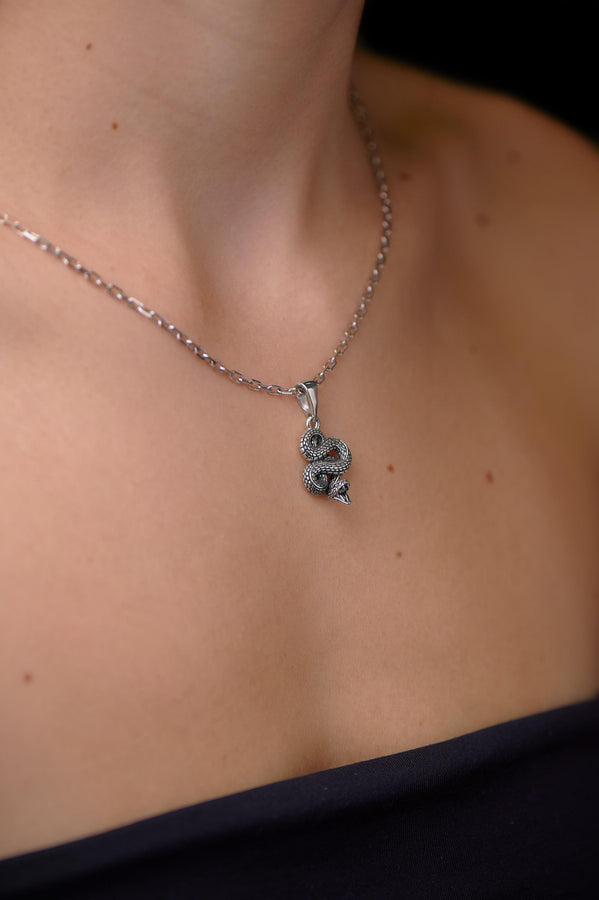 Oxidized Sterling Silver Snake Pendant: Gothic Serpent Jewelry (etsy image id: 6142031138)