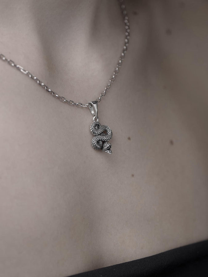 Oxidized Sterling Silver Snake Pendant: Gothic Serpent Jewelry (etsy image id: 6142031138)