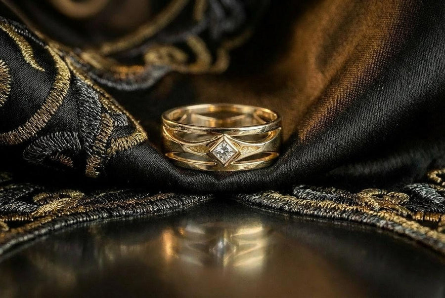 Mysterious and enchanting, this gothic silver ring is handcrafted with delicate detailing and a gemstone that adds a striking contrast to its intricate design.
A dramatic sterling silver ring with a central square blue gem, surrounded by carved details reminiscent of gothic architecture. Ideal for wearers seeking distinctive jewelry that stands apart from classic designs. (etsy image id: 7283442213)