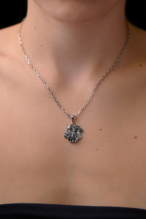 Angel Demon Cats Sterling Silver Pendant – Gothic Feline Duality Necklace Gift (etsy image id: 5608629355)