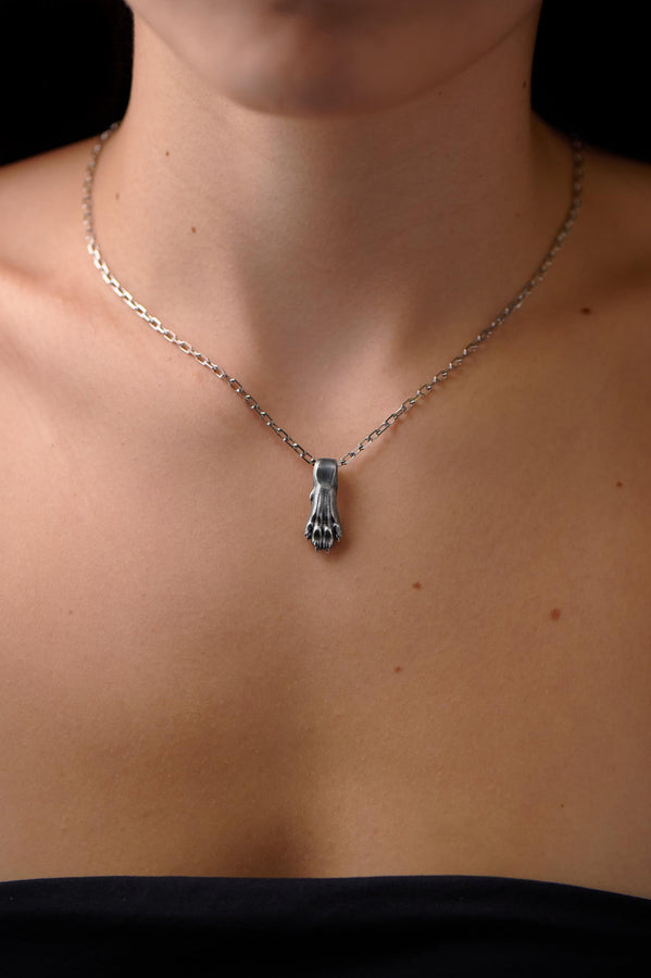 silver pendant	animal jewelry	silver necklace	hunter pendant	silver paw (etsy image id: 4370613433)