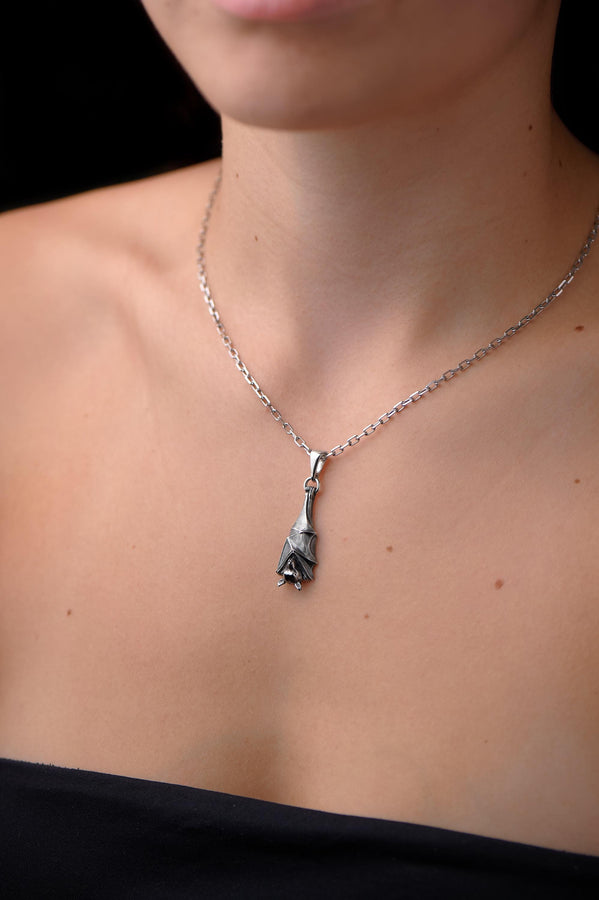 flying fox pendant	fruit bat necklace	flying fox silver	silver pendant	silver fox	fox jewelry	animal jewelry	fox	flying fox	bat	Pteropus	gothic	gothic gift (etsy image id: 4250668913)
