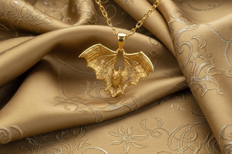 Featuring a detailed bat with outstretched wings, our unique design is sure to stand out. Don't let the darkness keep you down—power up your style with a silver bat pendant today! (etsy image id: 6086867201)