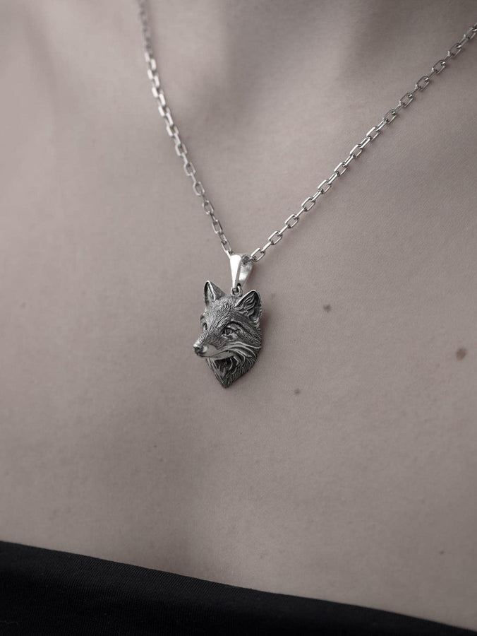 Oxidized Sterling Silver Fox Pendant: Handmade Animal Necklace (etsy image id: 7420263381)