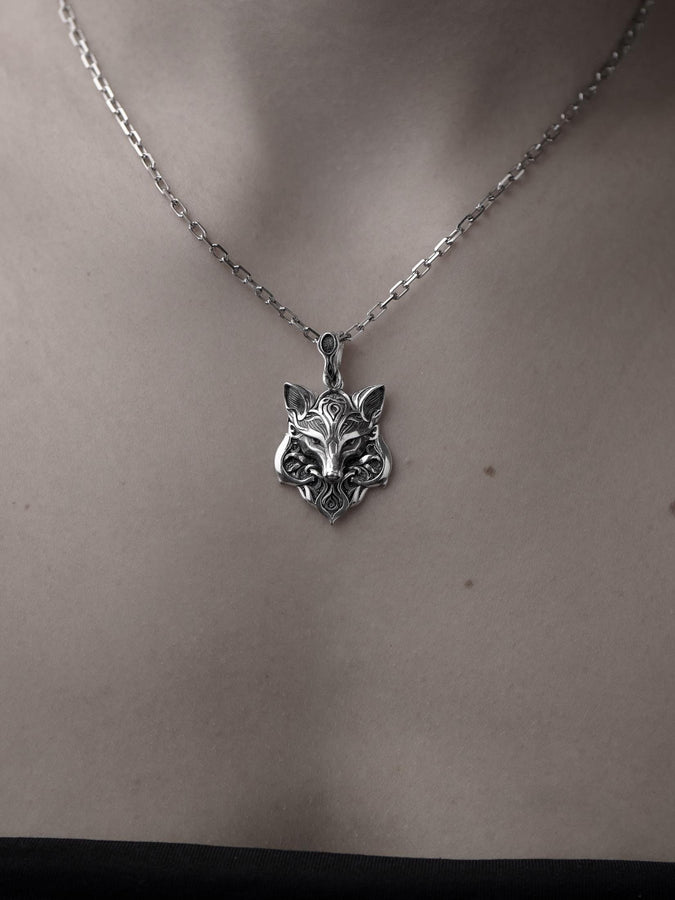 Gothic Fox Pendant Silver – Sterling Silver Fox Necklace | Mystical Animal Totem Jewelry for Men and Women (etsy image id: 5523680275)