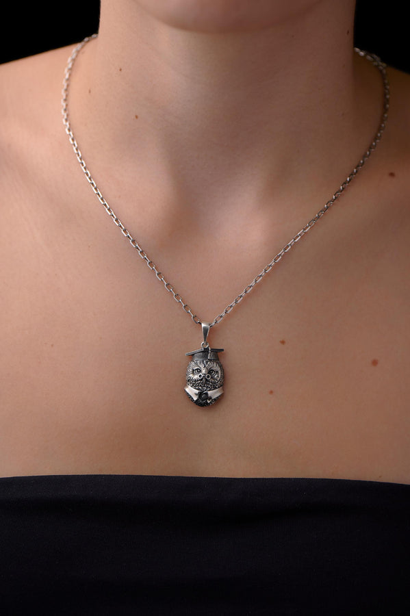 Sterling Silver Owl Scientist Pendant: Handmade Bird Necklace (etsy image id: 7235723335)