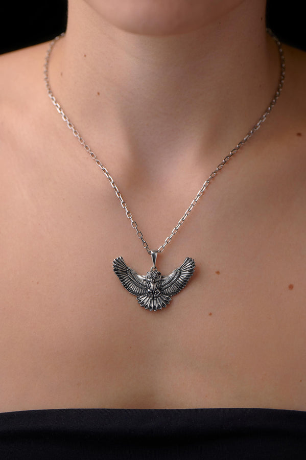 owl pendant	owl necklace	owl jewelry	silver owl pendant	owl necklace men	pendentif chouette (etsy image id: 6995273068)