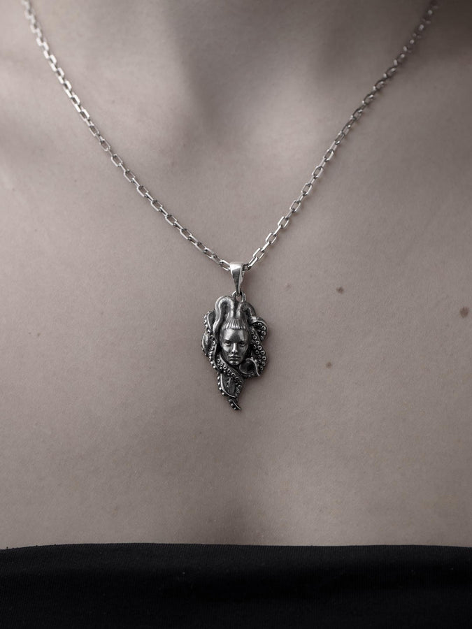 Sterling Silver Lady Octopus Pendant – Ocean Goddess Necklace