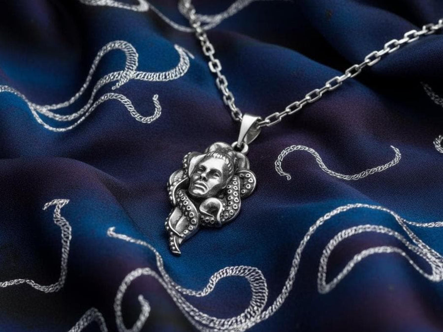Sterling Silver Lady Octopus Pendant – Ocean Goddess Necklace