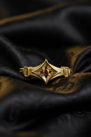 Gothic Sterling Silver Engagement Ring – Red Gem Dark Romance Jewelry