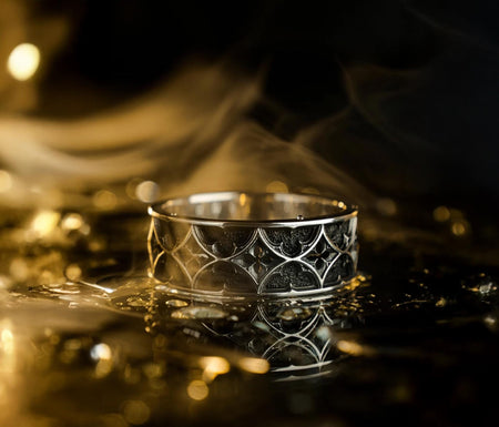 Gothic Wedding Ring Silver – Sterling Silver Band with Cathedral Design | Medieval Style Engagement Ring for Couples (etsy image id: 7423128227)