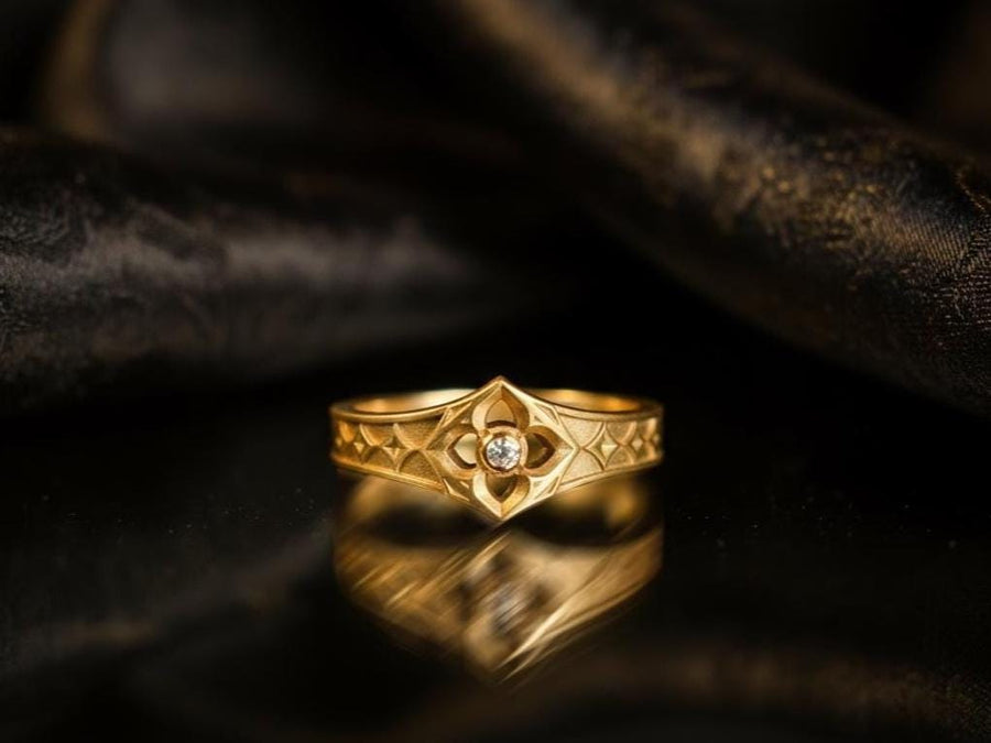 This handcrafted gothic silver ring brings together the allure of vintage design and a gemstone's sparkle, perfect for a wedding or special occasion gift. (etsy image id: 6064689690)
