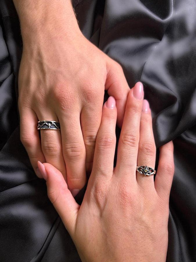 Crafted with precision, this gothic silver ring showcases a bold gemstone and intricate detailing. Perfect for adding a touch of vintage allure to your look. (etsy image id: 7026444785)