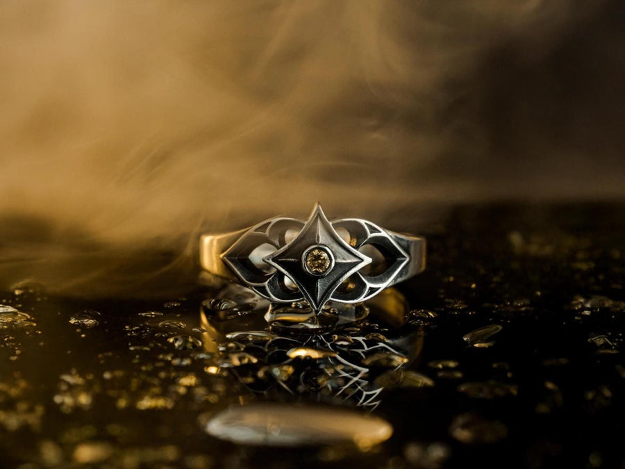 Crafted with precision, this gothic silver ring showcases a bold gemstone and intricate detailing. Perfect for adding a touch of vintage allure to your look. (etsy image id: 7026444785)