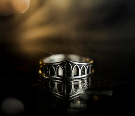 Medieval Wedding Arcs Silver Ring – Sterling Silver Gothic Band with Cathedral Arch Design | Unique Handcrafted Gothic Wedding Ring (etsy image id: 7423777209)