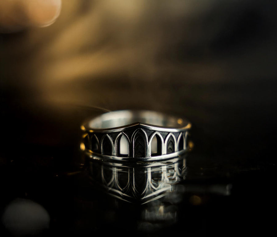 Medieval Wedding Arcs Silver Ring – Sterling Silver Gothic Band with Cathedral Arch Design | Unique Handcrafted Gothic Wedding Ring (etsy image id: 7423777209)