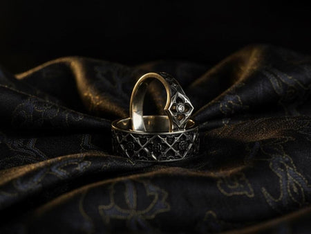 Gothic Cathedral Wedding Ring Set: Sterling Silver Sacred Geometry Jewelry
