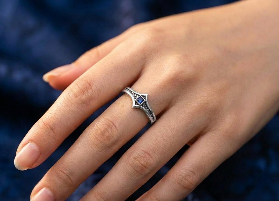 Sterling Silver Gothic Ring, Gemstone Ring, Handmade Goth Ring, Medieval Jewelry, Unique Wedding Ring, Holiday Gift, Vintage Ring, Gift Idea

This stunning ring is handcrafted with love and care, featuring intricate gothic-inspired details and a mesmerizing gemstone centerpiece. Each piece is meticulously crafted to capture the essence of elegance and mystery. (etsy image id: 6964850431)
