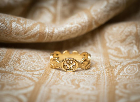 The Love Knot ring is reimagined in 14k Rose Gold. The pinkish metal enhances the "heart" symbolism, making the ring feel even more romantic and tender. The warmth of the gold makes the spirals look like liquid copper. This version feels like a Victorian-era keepsake, perfect for a Valentine's Day gift or an anniversary present. (etsy image id: 7442414392)