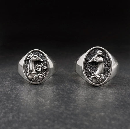 Sterling Silver Unique Goose Wedding Rings Set
Handmade silver couple rings with bird motifs
Animal-inspired wedding bands with humor

Sterling goose rings as anniversary gift

Whimsical bird signet rings for couples

Quirky and symbolic goose couple rings
Goose gentleman and lady ring set for soulmates
Goose Couple Rings

Animal Love Rings

Vintage Bird Rings

Funny Goose Rings

Sterling Goose Set

Goose Wedding Set

ArtFox Jewelry
